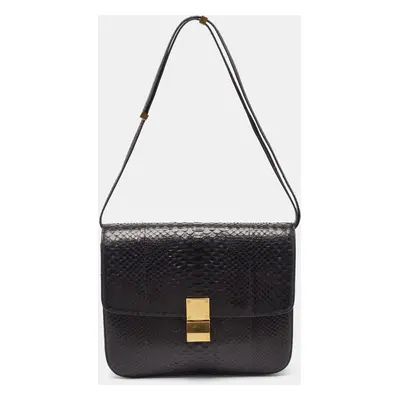 Celine Brown Python Large Classic Box Shoulder Bag