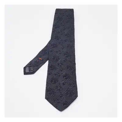 Ermenegildo Zegna Black Floral Jacquard Tie