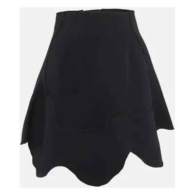 Sportmax Black Crepe Asymmetric Mini Skirt