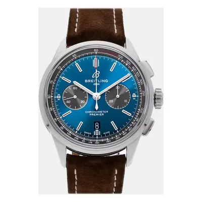 Breitling Blue Stainless Steel Premier AB0118A61C1X1 Automatic Men's Wristwatch mm