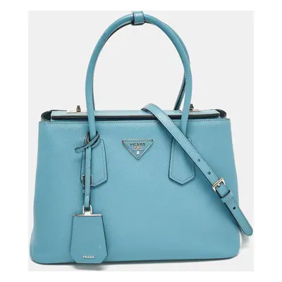 Prada Light Blue Saffiano Lux Leather Twin Tote