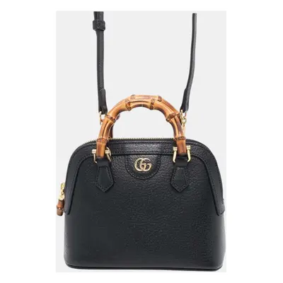 Gucci Diana Bamboo 2wayHandbag Black Leather Size Mini