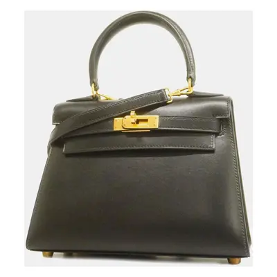 Hermes Black Box Calf Kelly Handbag