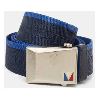 Louis Vuitton Navy Blue Canvas and Leather Buckle Belt