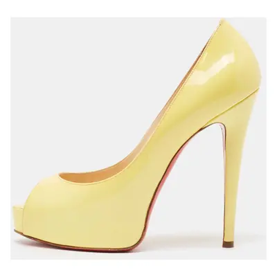 Christian Louboutin Yellow Patent Leather Very Prive Pumps Size 37.5