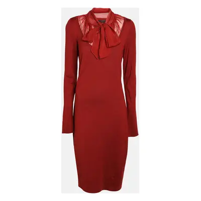 Gucci Burgundy Silk & Wool Knit Midi Dress