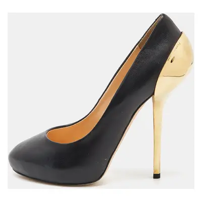 Giuseppe Zanotti Black Leather Round Toe Pumps Size