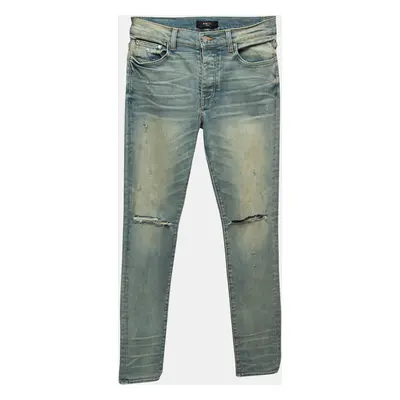 Amiri Blue Distressed Denim Skinny Jeans Waist 32"