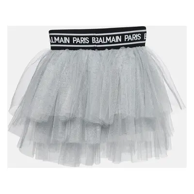 Balmain Metallic Silver Tulle Tiered Skirt (10 Yrs)