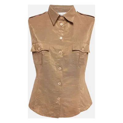 Max Mara Metallic Linen Blend Sleeveless Shirt