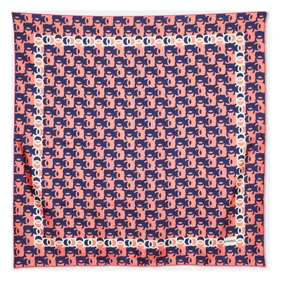 Chanel Pink/Blue CC Print Silk Square Scarf