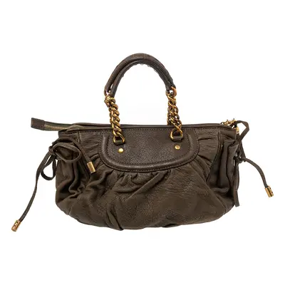 Dolce & Gabbana Olive Green Leather Tassel Satchel