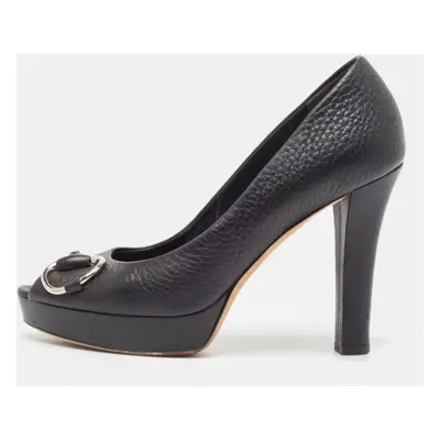 Gucci Black Leather Peep Toe Pumps Size