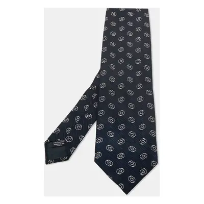 Giorgio Armani Navy Blue Abstract Printed Silk Tie