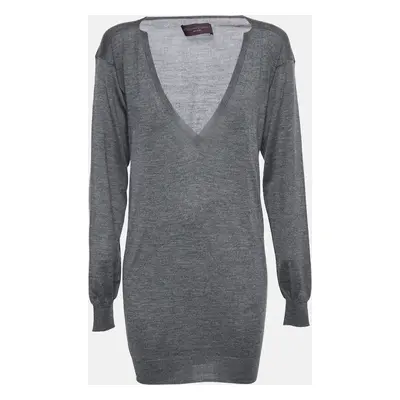 Stella McCartney Grey Knit Long Sleeve V Neck Sweater