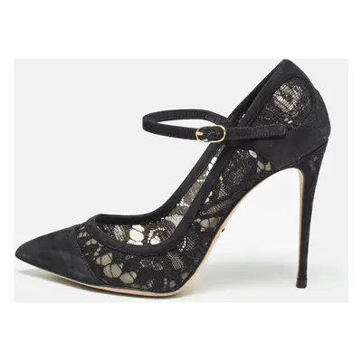 Dolce & Gabbana Black Lace and Suede Pumps Size