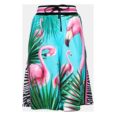 Dolce & Gabbana Blue Flamingo Printed Jersey Shorts