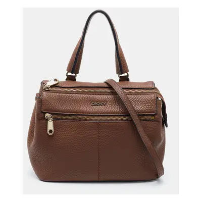 DKNY Brown Leather Top Zip Satchel