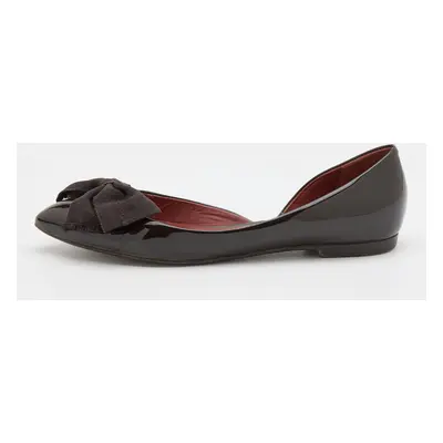 Bottega Veneta Brown Patent Leather Bow D'orsay Ballet Flats Size 36.5