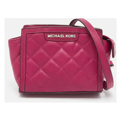 Michael Kors Fuchsia Pink Quilted Leather Micro Selma Tote