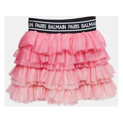 Balmain Pink Glitter Tulle Tiered Skirt (12 Yrs)