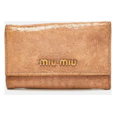 Miu Miu Dusty Pink Croc Embossed Leather Key Holder