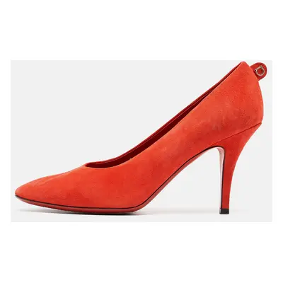 Salvatore Ferragamo Orange Suede Round Toe Pumps Size