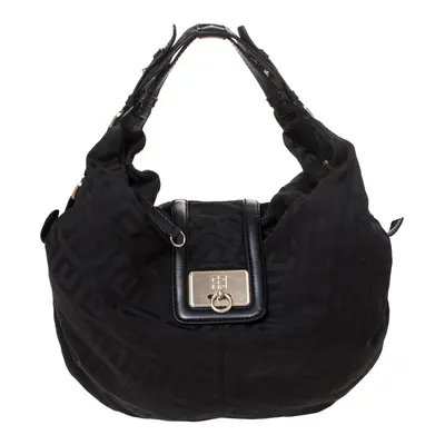 Givenchy Black Monogram Canvas Flap Hobo