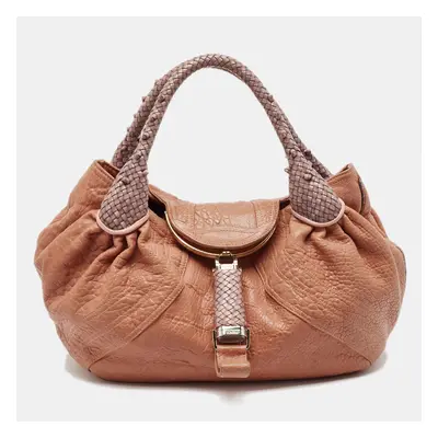 Fendi Peach Textured Leather Spy Hobo