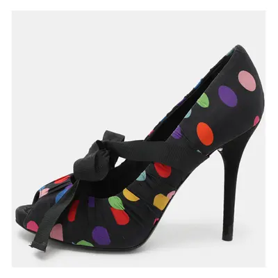 D&G Multicolor Fabric Peep Toe Pumps Size