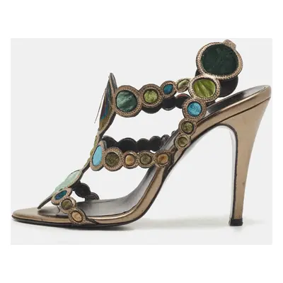 Pierre Hardy Metallic Leather Slingback Sandals Size