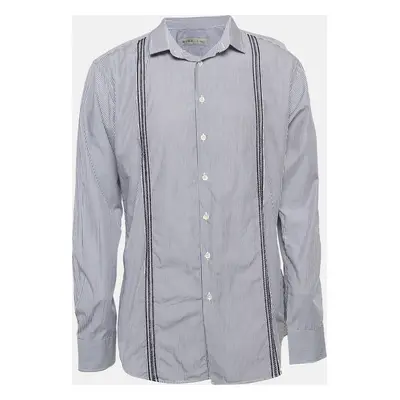 Etro Blue Pinstripe Cotton Button Up Shirt