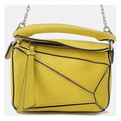 Loewe Yellow Leather Nano Puzzle Shoulder Bag