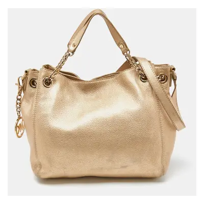 MICHAEL Michael Kors Gold Leather Frankie Drawstring Bag