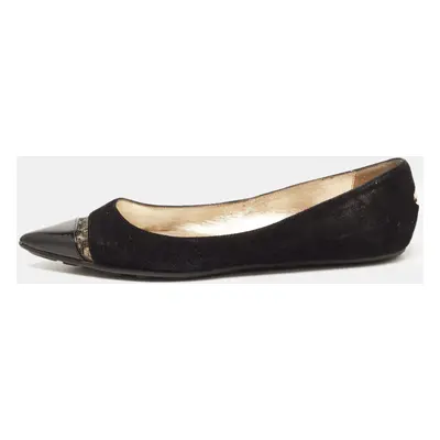 Jimmy Choo Black Suede and Patent Leather Ballet Flats Size 36.5