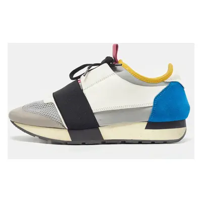 Balenciaga Multicolor Leather and Mesh Race Runner Sneakers Size