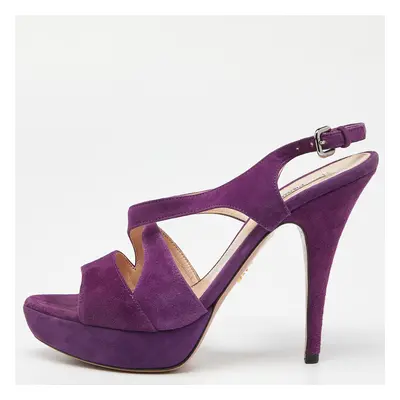 Prada Purple Suede Ankle Strap Platform Sandals Size