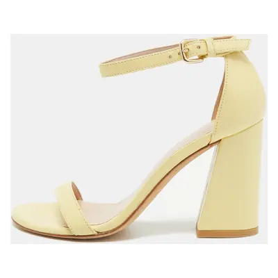 Stuart Weitzman Light Yellow Leather Ankle Strap Sandals Size