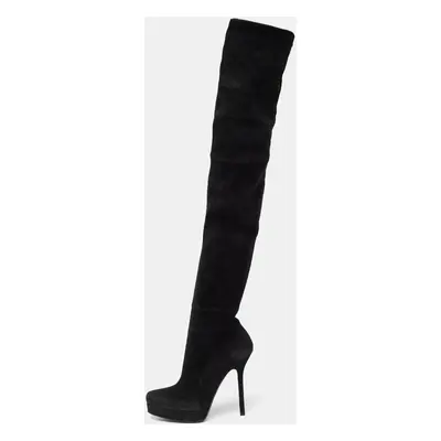 Gucci Black Suede Platform Over the Knee Boots Size 38.5