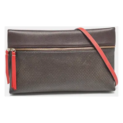 Carolina Herrera Brown/Red Monogram Coated Canvas and Leather Inro Crossbody Bag