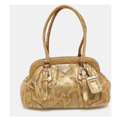 Prada Metallic Python Frame Satchel