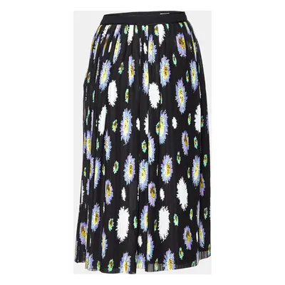 Kenzo Black Floral Printed Crepe Midi Skirt