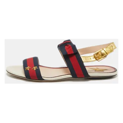 Gucci Multicolor Canvas Slingback Sandals Size