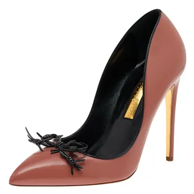 Rupert Sanderson Pink/Black Leather Embellished Pumps Size