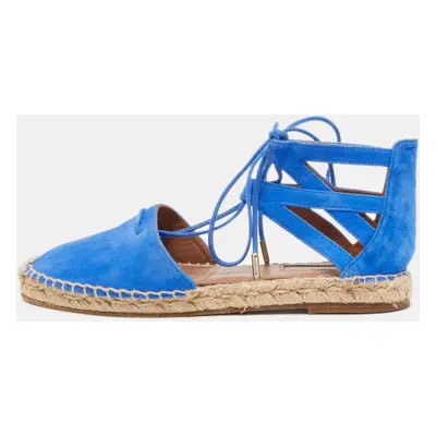 Aquazzura Blue Suede Belgravia Espadrille Flats Size 36.5