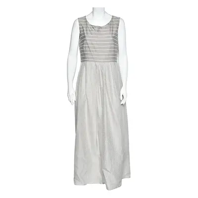 Weekend Max Mara Grey Cotton & Silk Striped Maxi Dress