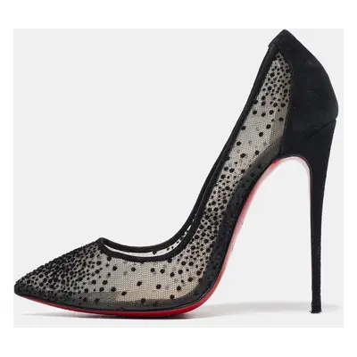 Christian Louboutin Black Mesh and Suede Follies Pumps Size