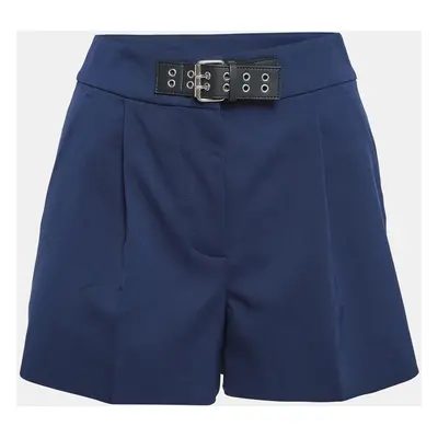 Moschino Mo5ch1no Jeans Navy Blue Gabardine Buckle-Up Shorts