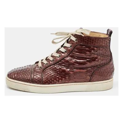 Christian Louboutin Brown Python Louis High Top Sneakers Size