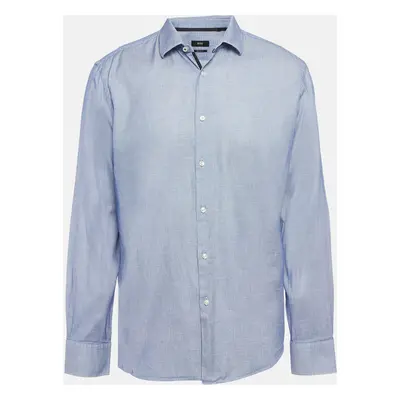 Boss By Hugo Boss Blue Patterned Cotton Button Up Shirt